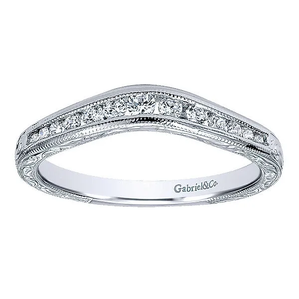 14k White Gold Contemporary Curved Anniversary Band