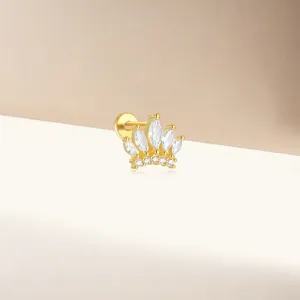 925 Silver Crown CZ Diamond Flat Earrings