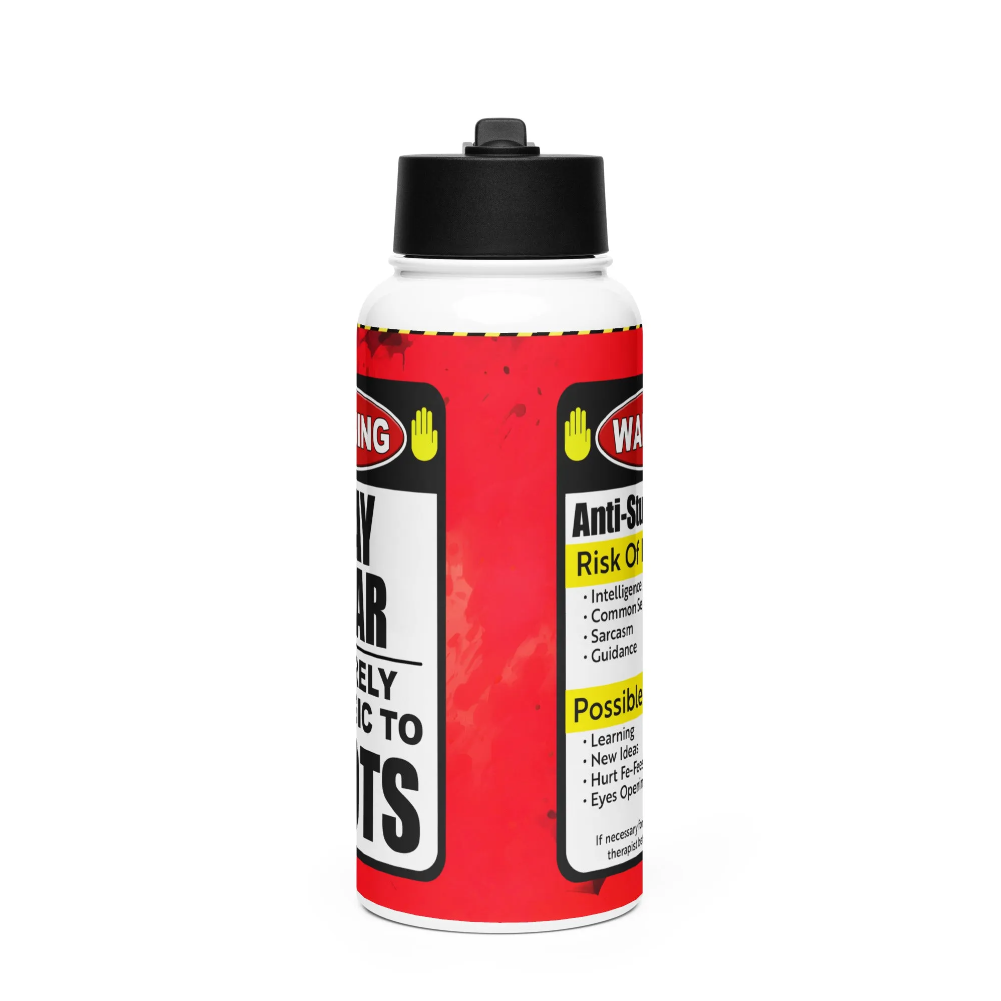 Allergic to Idiots Stainless steel water bottle with a straw lid