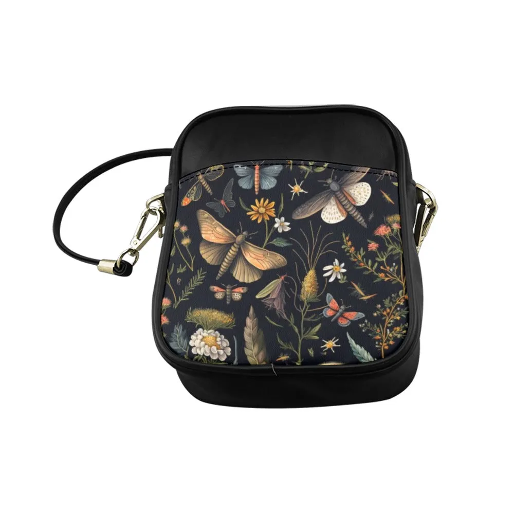 Botanical Moths Mini Sling Bag, Small Phone Purse
