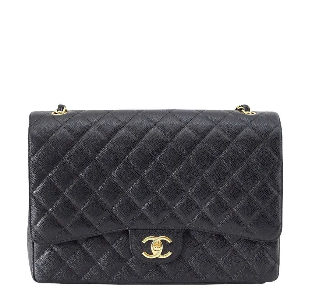 Chanel Maxi Double Flap Bag Black Caviar