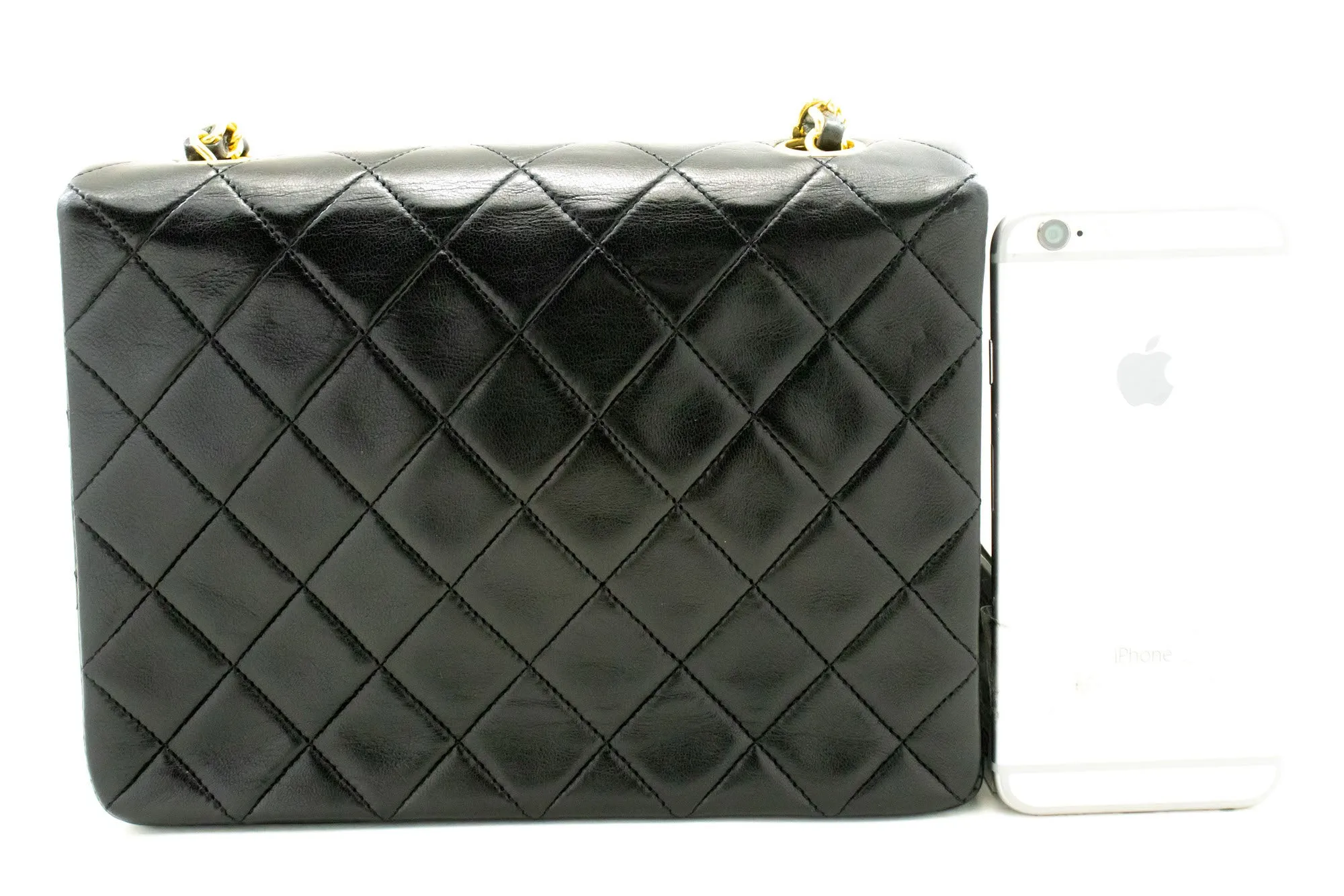 CHANEL Mini Square Small Chain Shoulder Bag Crossbody Black Lamb p41