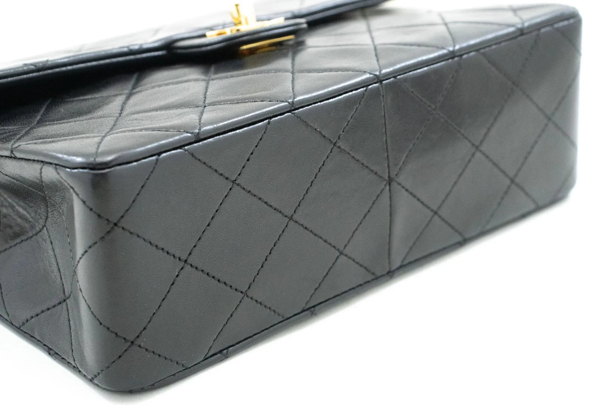CHANEL Mini Square Small Chain Shoulder Bag Crossbody Black Lamb p41