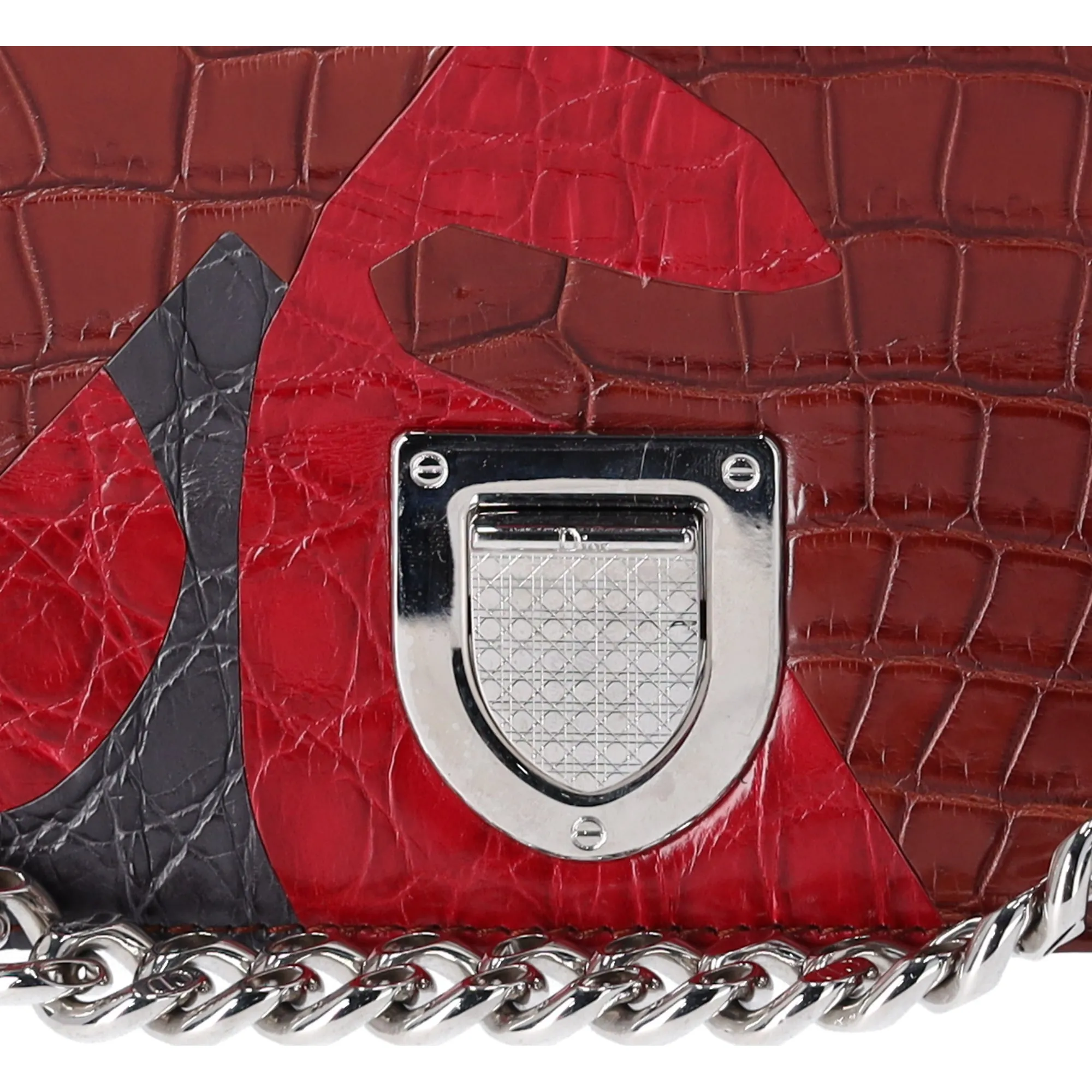 Christian Dior Diorama Shoulder Bag Bordeaux Red Black Patent Leather