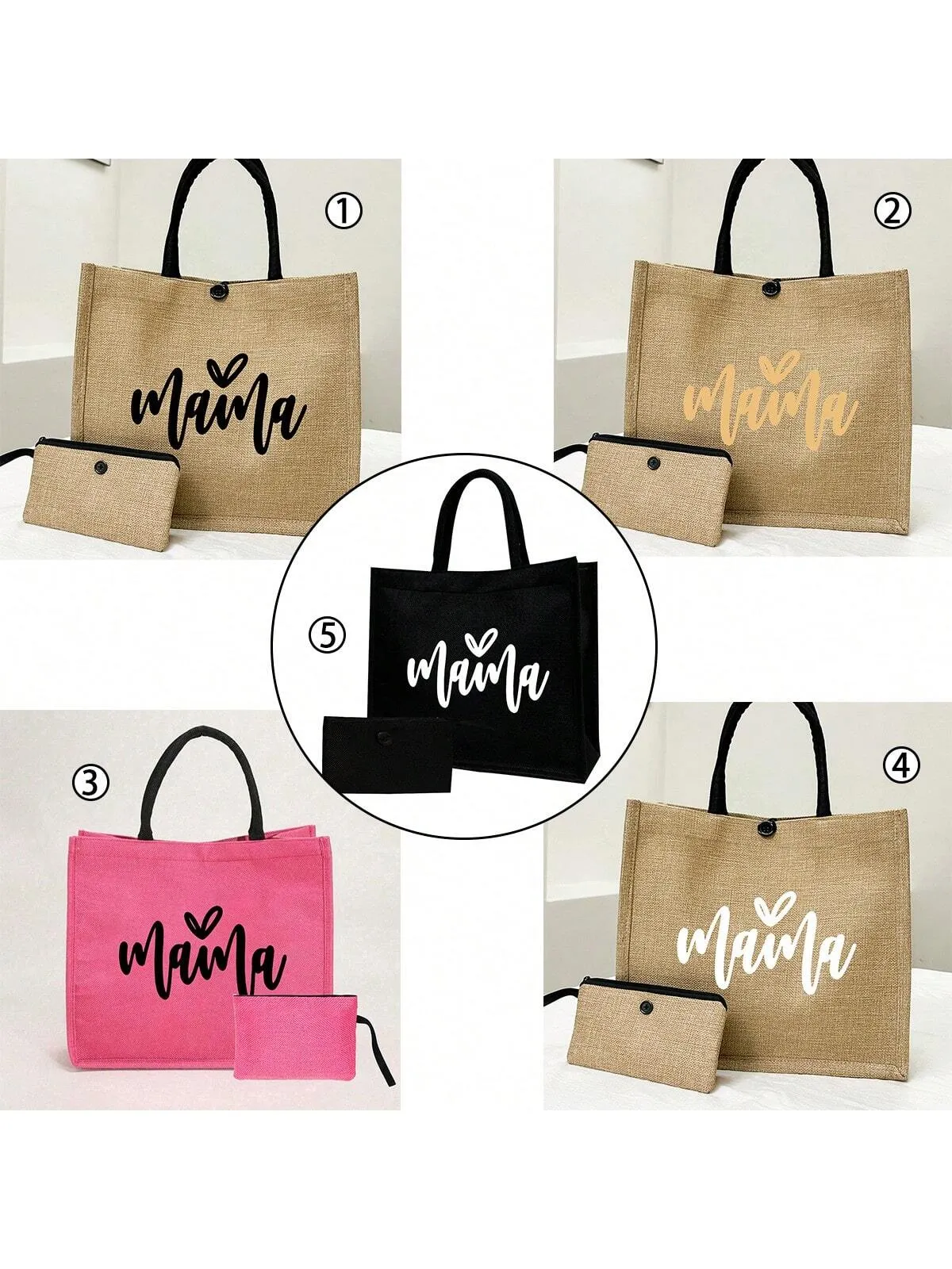 Embrace Love: Mama Letter-Printed Handbag Duo