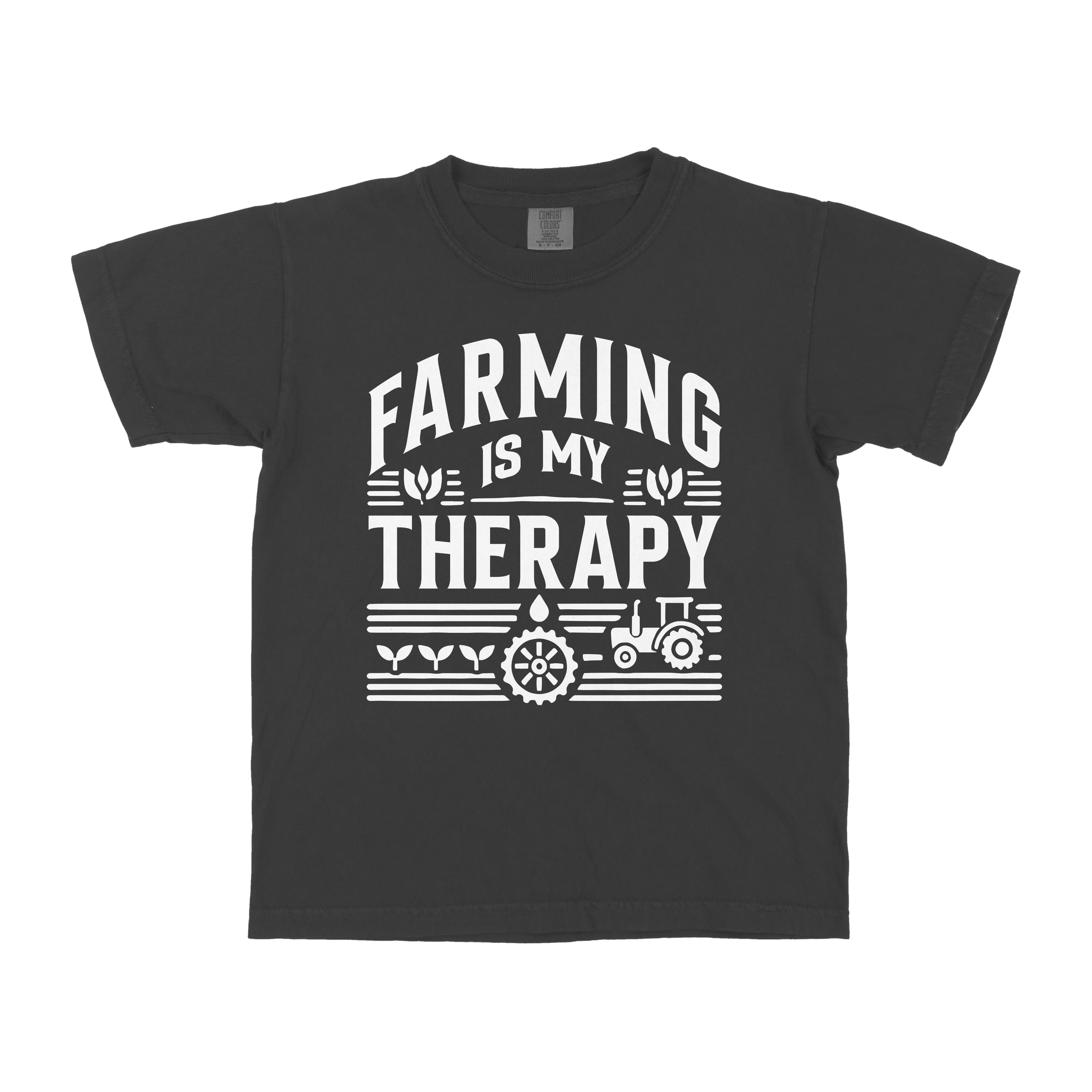 FARMING IS MY THERAPY YOUTH SHIRT