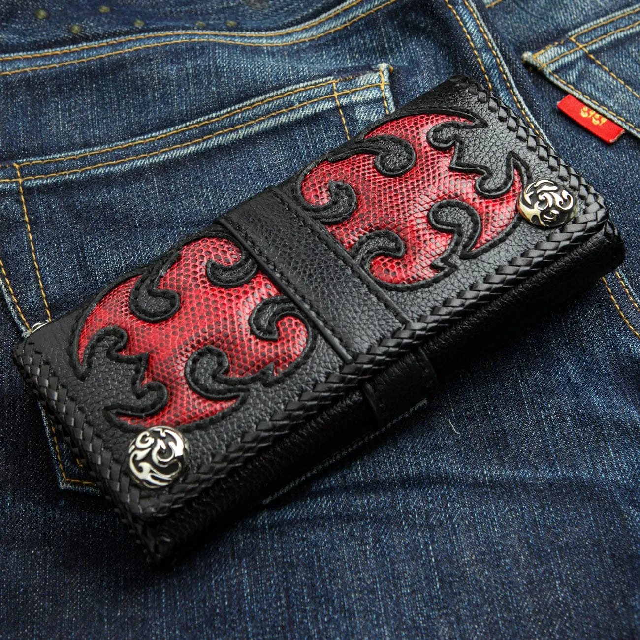 Genuine Leather Scorpion Tattoos Biker Wallet