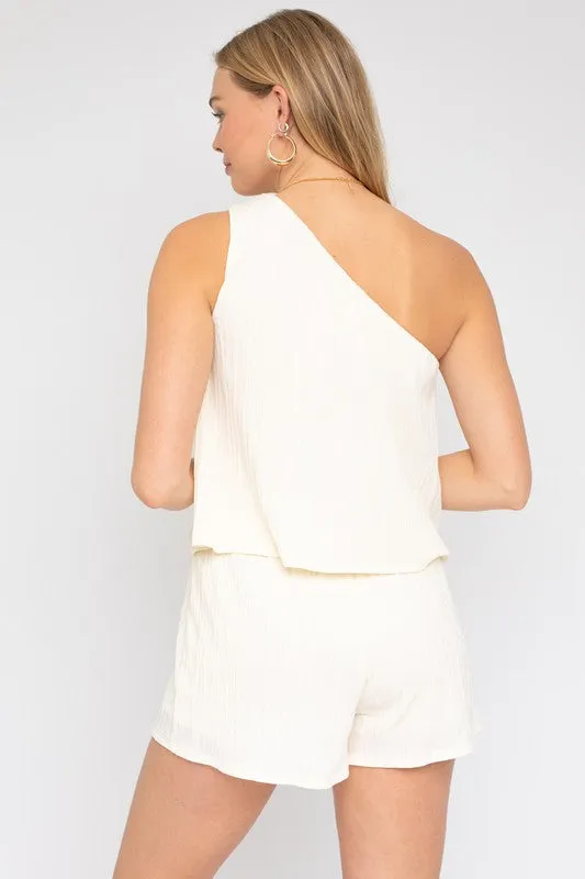Gilli Sleeveless One Shoulder Layered Top Romper