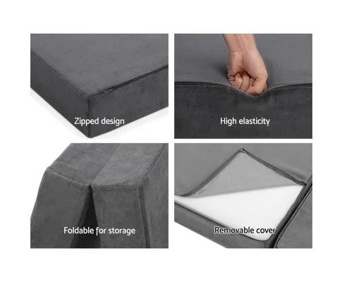 Giselle Bedding Double Size Folding Foam Mattress Portable Bed Mat Velvet Dark Grey