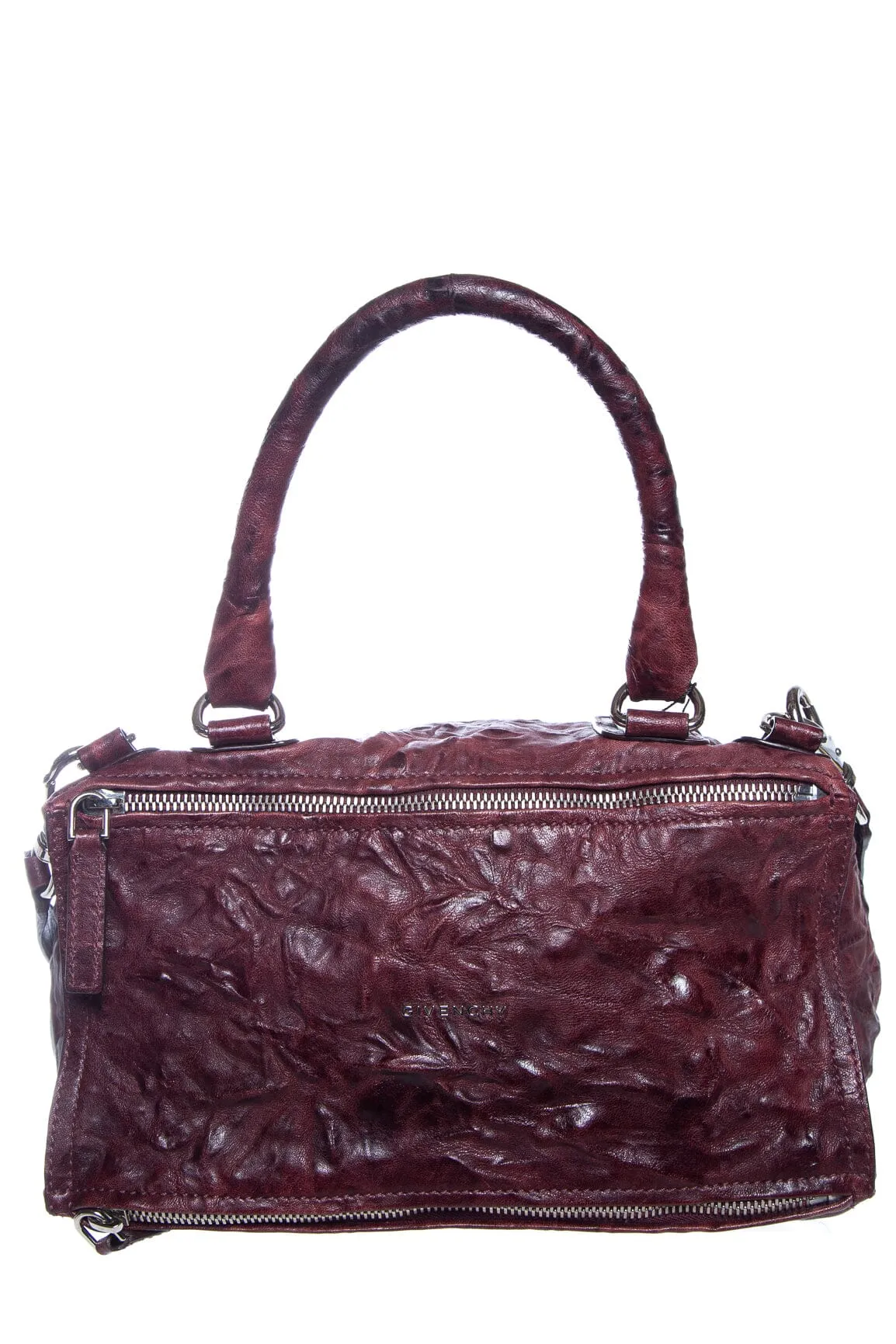 Givenchy Wine Crinkle Leather Pandora Handbag
