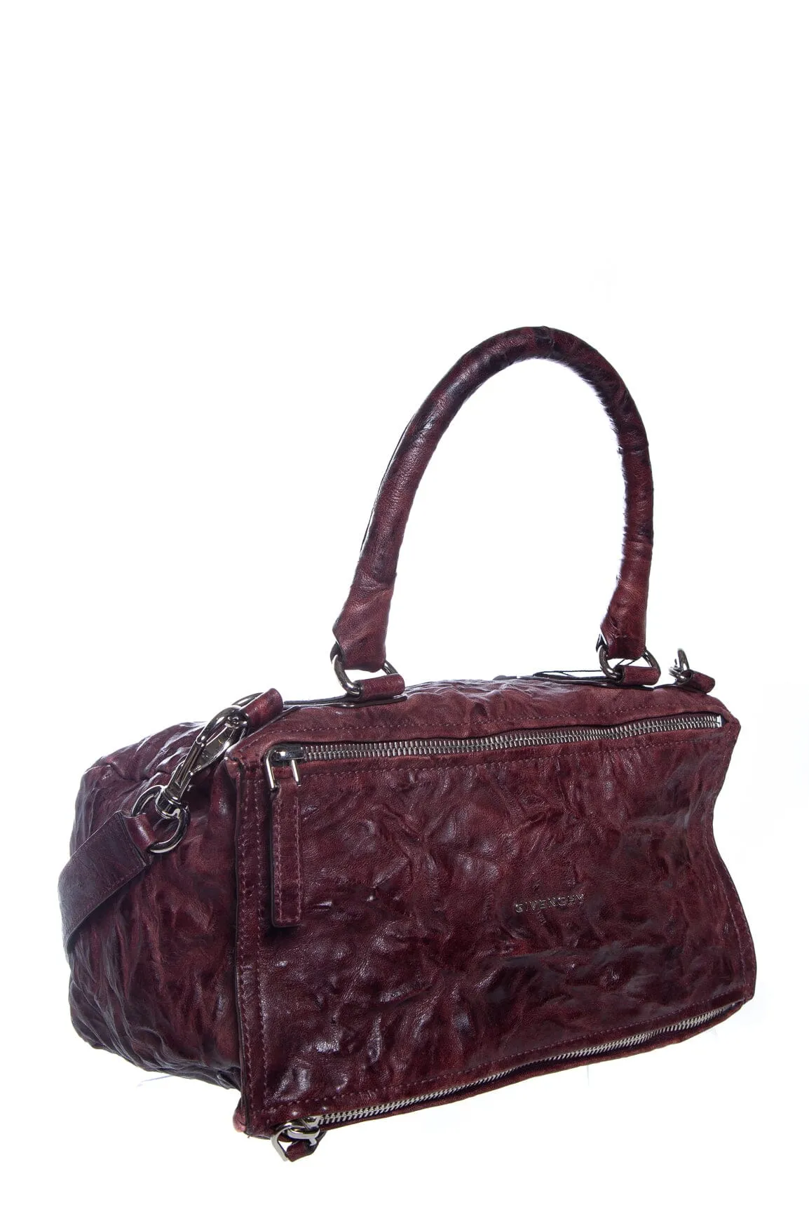 Givenchy Wine Crinkle Leather Pandora Handbag