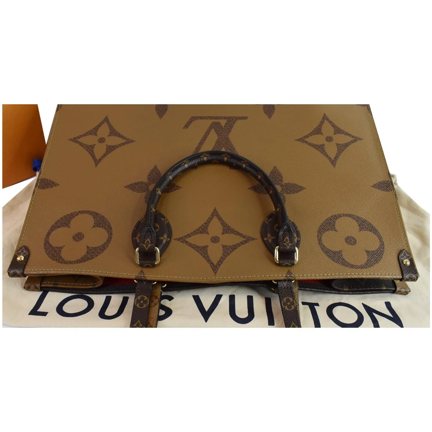 LOUIS VUITTON Onthego GM Reverse Monogram Giant Canvas Shoulder Bag Brown