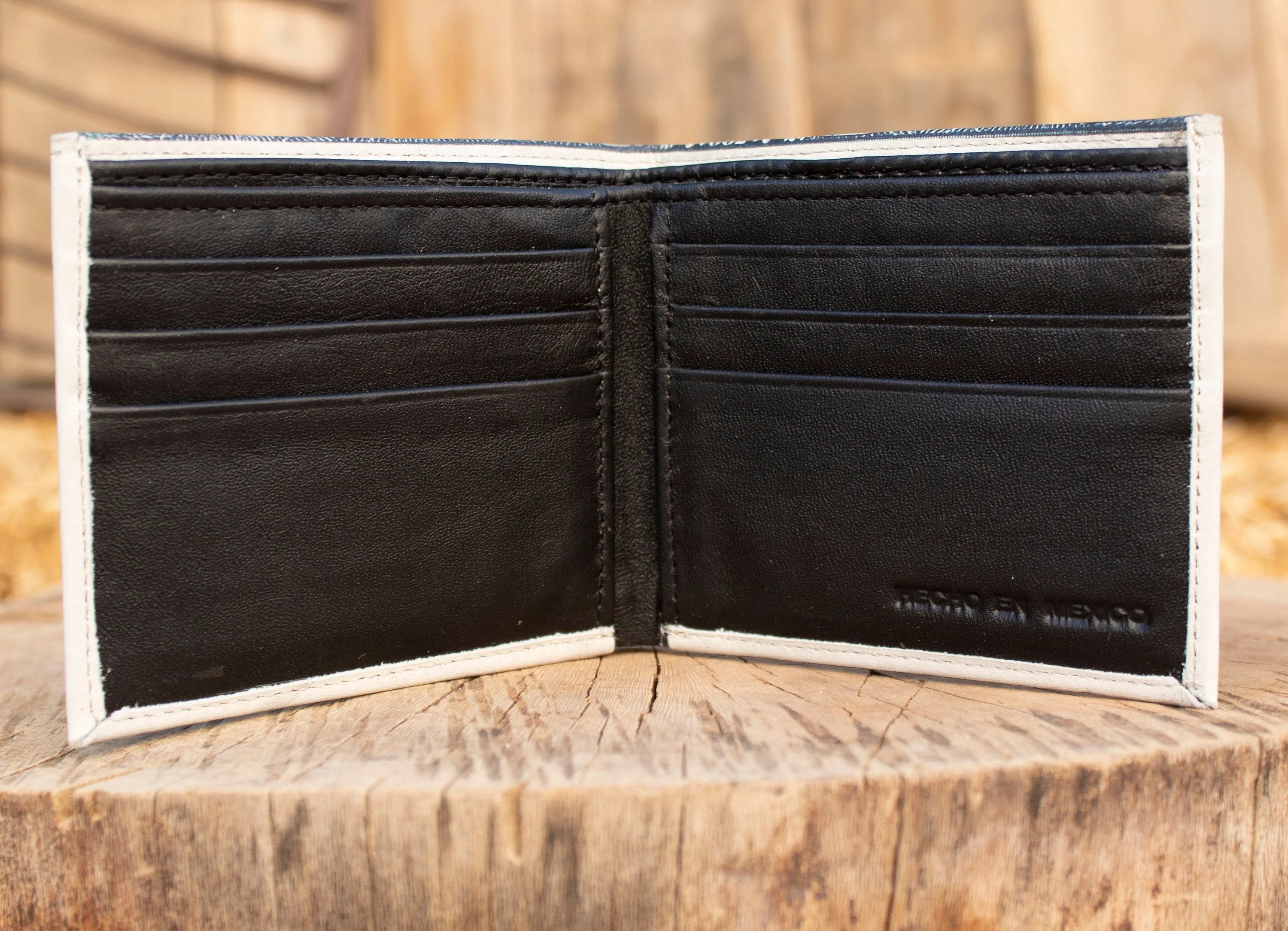 MEXICO 5 PESOS bill Mexican LEATHER laser printed  bi-fold wallet