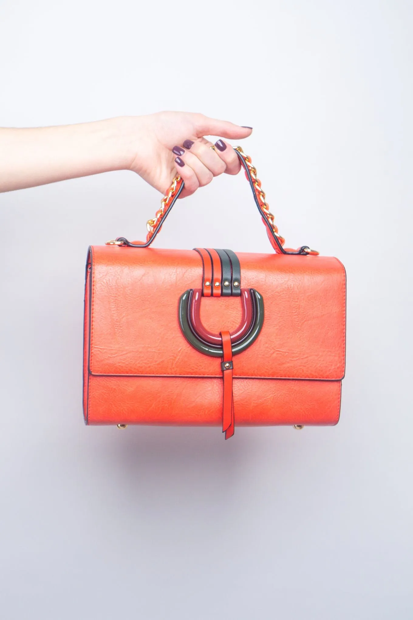 Red Stripes Acrylic Ring Wallet Set Handbag