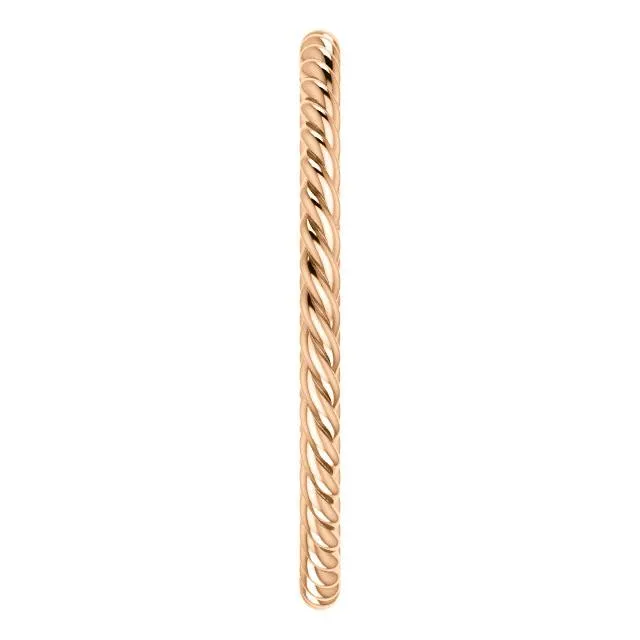 Skinny Rope Band Stackable Ring - 14k, 10k, 18k Gold (Y, W or R), Platinum, Sterling Silver