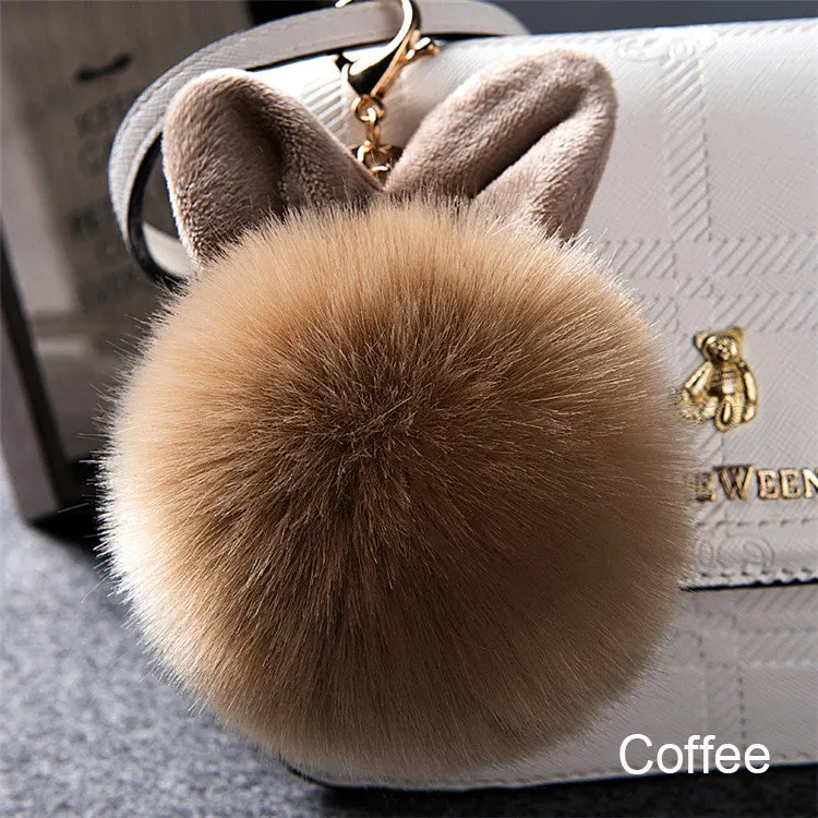 Synthetic Rabbit fur Pom Pom Keychain Charm