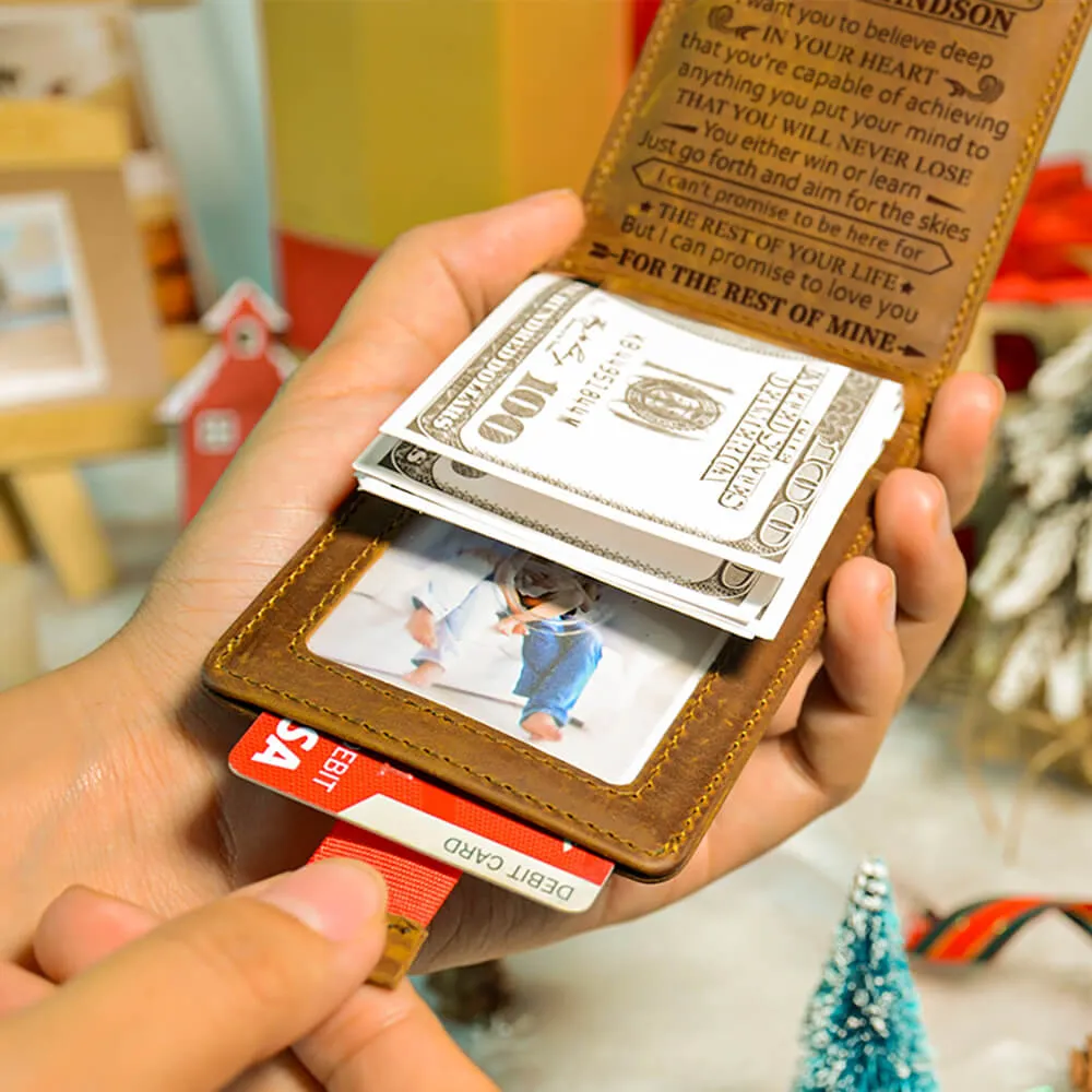 To Grandson Gifts, Engraved Money Clip Wallet💵