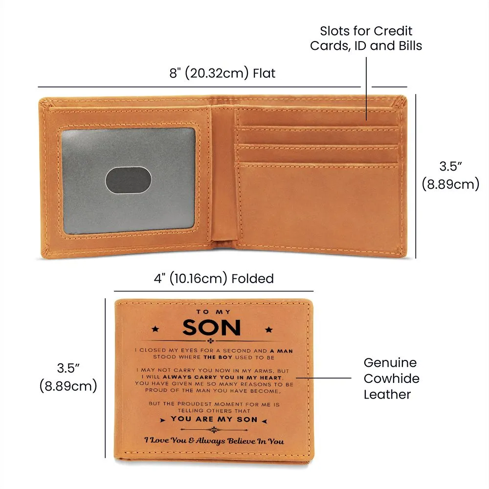 To My Son, I Will Always Carry You In My Heart (Leather Wallet)