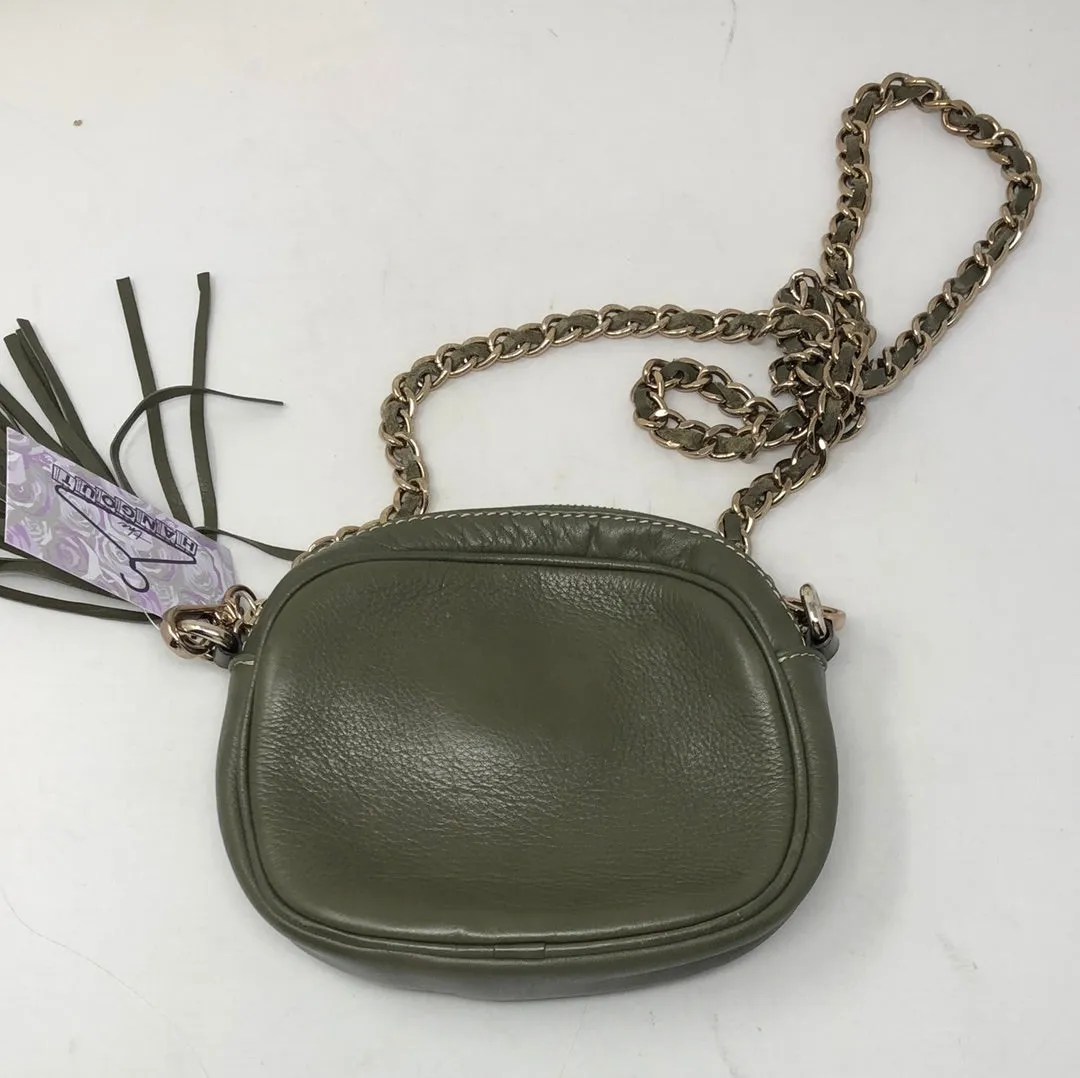 Valentino V army Green Leather fringe zip chain bag
