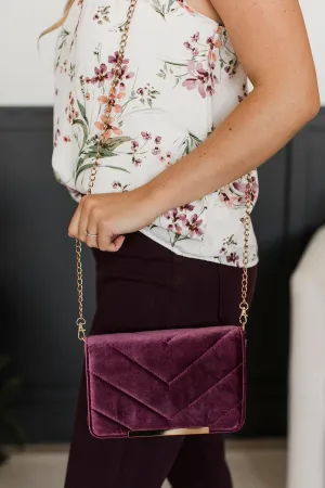 Very Demure Velvet Crossbody Purse- Mauve