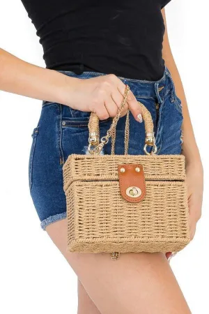 Wicker Handbag In Brown