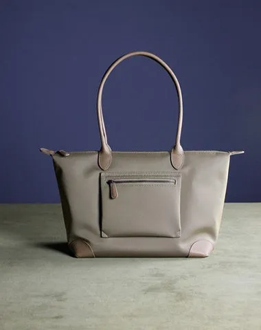 Womens Khaki Nylon Shoulder Tote Small Khaki Nylon Handbag Purse for Ladies